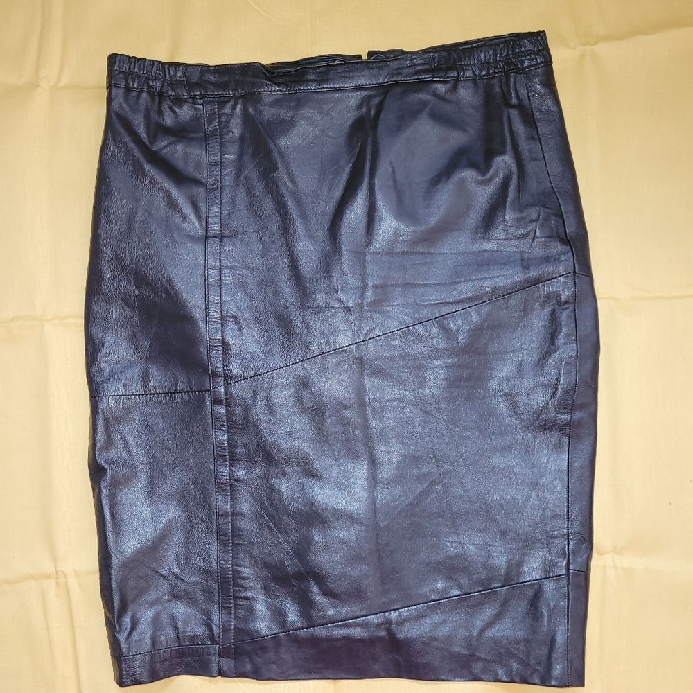 Chocolate brown leather skirt